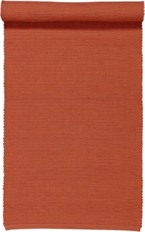 LINUM UNI Dekoratives Tischläufer für Esstisch 45x150 cm, 100% Gerippte Baumwolle, Maschinenwaschbar, Rostorange