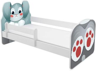 ACMA Tiere VII Kinderbett Jugendbett Matratze Rausfallschutz Lattenrost 140x70 160x80 180x80 (01 Hase, 160x80 cm)