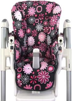 Babys-Dreams Sitzkissen Ersatzbezug für Peg Perego Prima Pappa Diner *20 FARBEN* NEU (Grau Pinke Blumen) XX