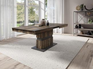 byLIVING Esszimmertisch MATTHEW /Küchen-Tisch 140 cm mit Auszugsfunktion auf 195 cm /Auszugstisch Old Wood-Optik grau /Esstisch ausziehbar mit Einlegeplatte /140-195 x 90 x 75 cm (LxBxH)