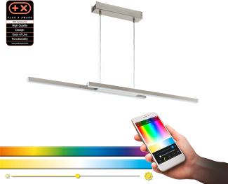 Eglo 97907 LED Pendelleuchte FRAIOLI-C nickel-matt 105,5 x 10 cm dimmbar mit Connect Funktion