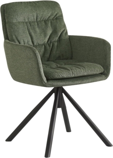 B&D home Esszimmerstuhl drehbar, gepolsterte Esszimmerstühle mit Armlehne, Design Stuhl Esszimmer, Küche, Wohnzimmer, Moderne Metallbeine, Industrie Design, Grün, 1 Stück, 11123-GRUN-1