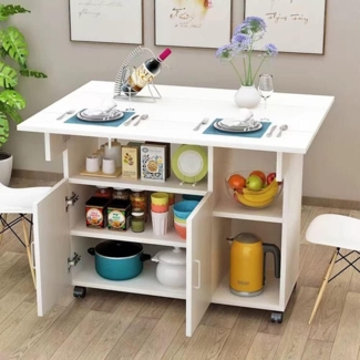 BAKAJI küchentisch, Holzwerkstoff Holz, Weiß, 80 x 70 x 75 cm