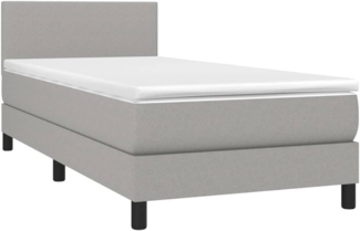 vidaXL Boxspringbett mit Matratze Hellgrau 90x190 cm Stoff 3139857