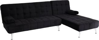 Schlafsofa HWC-K22, Couch Ecksofa Sofa, Liegefläche links/rechts Schlaffunktion 236cm ~ Samt schwarz