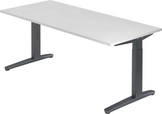 bümö® Design Schreibtisch XB-Serie höhenverstellbar, Tischplatte 180 x 80 cm in weiß, Gestell in graphit