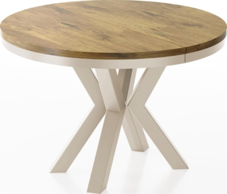 WFL GROUP Esstisch Clara Cashmere (erhältlich in zwei Größen – 100/120 cm, ausziehbar auf 180/200 cm), platzsparender Industrial Tisch in Holzoptik für Wohnzimmer oder Küche