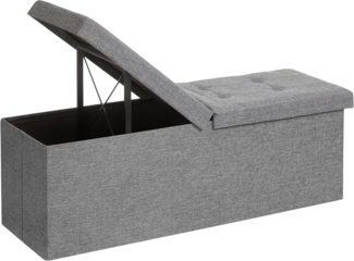 Songmics 110 x 38 x 38 cm Faltbarer Sitzhocker 3-Sitzer belastbar bis 300 kg Fußbank Schuhbank Tritthocker leinen, Hellgrau LSF71G