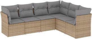 vidaXL 6-tlg. Garten-Sofagarnitur mit Kissen Beige Poly Rattan 3249518
