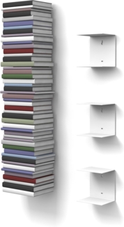 home3000 Bis 60 Bücher - 3 weiße unsichtbare Bücherregale - bis zu 150 cm schwebende Bücherstapel - bis zu 22 cm Tiefe Taschenbücher und Fachbücher