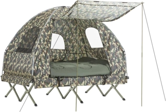 SoBuy Feldbett OGS61 Feldbett mit Zelt Schlafsack Wurfzelt 2 Person 4in1-Zelt Campingliege