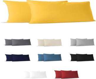 Dreamzie Kissenbezug 40x145 (Set mit 2) - 100% Jersey Baumwolle 150 g/qm Kissenbezüge -Gelb - Für Kissenbezug 40x145 - Kissenhülle - Kissenbezug - Resistent und Hypoallergen