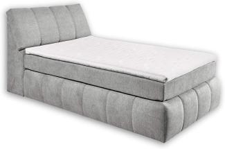 TOLEDO 2 Boxspringbett 120x200 mit Bettkasten, Hellgrau - Bequemes Bett mit 7-Zonen-Federkern Matratze H2-H3 & Komfortschaum Topper - 121 x 110 x 235 cm (B/H/T)