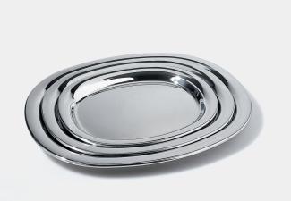 Alessi Servierplatte, Edelstahl, Silber, 10 x 25 x 29. 5 cm