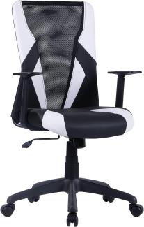 byLIVING Chefsessel FLASH / Kunstleder schwarz-weiß, Netzstoff schwarz / Gasdruckfeder / Wippmechanik / B 60,5 H 97-105 T 56,5 cm