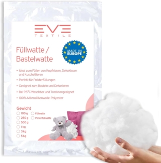 Eve Textile GmbH Kissenfüllung Füllwatte Weich Polyester Füllung Kissen Kuscheltiere DIY-Projekte, Perlenfüllwatte Formstabil Waschbar & Hypoallergen Trocknergeeignet