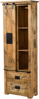 Massivmoebel24 Dreh-/Schwebetürenschrank #184 (Schrank Mango 70x35x195 natur lackiert RAILWAY #184)