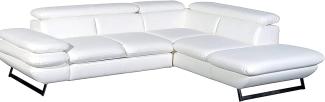 Mivano Ecksofa Prestige / Bettsofa in L-Form mit Ottomane und Schlaffunktion / Kopfteile und Armteil verstellbar / 265 x 74 x 223 / Kunstleder, weiß