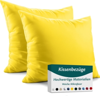 Kissenbezug 50x50 Mikrofaser Premium 2er Set Kissenhülle Deko für Kissen Sofa/Bett Stoff Superweicher Resistent Hypoallergen Anti-Milben Atmungsaktiv Kopfkissenbezug mit Verdecktem Zip Voll Waschbar