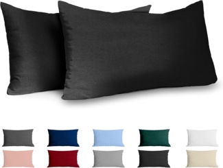 Kissenbezug 50x80 Renforcé Baumwolle (2er-Set) - Schwarz - Dicht gewebt mit 57 Fäden/cm² - Kopfkissenbezug 50x80 cm - Oeko Tex Zertifiziert - Dreamzie