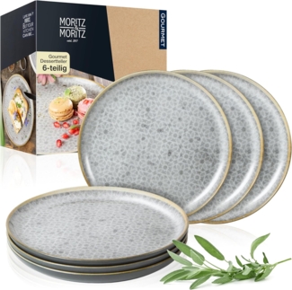 Moritz & Moritz Tafelservice TERRA Dessertteller Grau (6-tlg), 6 Personen, für 6 Personen - spülmaschinen- und mikrowellengeeignet