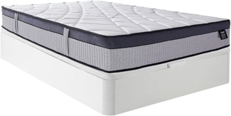 Vente-unique - Set aus Bettgestell mit Bettkasten + Matratze - 140 x 190 cm - Hybridmatratze - 5-Zonen-Taschenfederkern & Memory Schaum - Stärke 30 cm - Weiß - PATNOS von YSMÉE