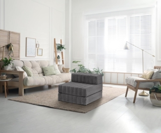 Traumnacht Sessel/Gästematratze mit hochwertig verstepptem Sawana-Bezug, Bezug abnehmbar, waschbar, Liegefläche 70x200, grau, produziert nach deutschem Qualitätsstandard