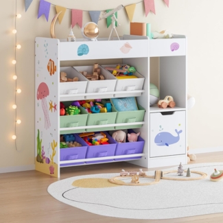Kinderregal Søndreland 80x90x30 cm mit Aqua Dream Motiv [en. casa]