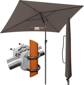 4smile Sonnenschirm Balkon SunnyShade Plus, Sonnnenschutz Balkon SET 3-in-1, Taupe - UV50+ Sonnenschirm rechteckig 200x125 cm + Sonnenschirmhalter Balkongeländer + Sonnenschirm Schutzhülle