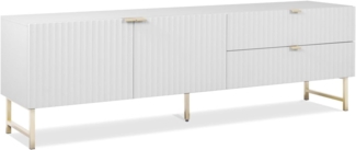 Homestyle4u Lowboard mit Schubladen, Holz weiß / gold, 179 x 60,5 x 39 cm