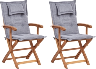 Set mit 2 Stühlen und Sitzkissen MAUI II Akazienholz Grau
