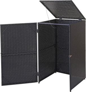 Mülltonnenverkleidung HWC-E25, Mülltonnenbox Mülltonnenabdeckung, Poly-Rattan 120l ~ schwarz