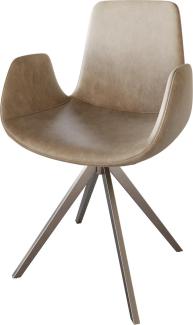 Esszimmerstuhl Ilia-Flex mit Armlehnen Mikrofaser Beige Vintage Kreuzgestell kantig Edelstahl