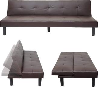 3er-Sofa HWC-G11, Couch Schlafsofa Gästebett Bettsofa Klappsofa, Schlaffunktion 195cm ~ Kunstleder, braun