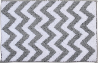 Penguin Home Wendematte aus Mikrofaser getuftet Farbe-Silber & Weiß Super Weich und saugfähig mit wendbaren Designs Wellen und Rechtecke für Duschen,Badewannen und Badezimmerböden 1775 GSM 50x80Cm