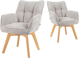 DUBI Möbel Polsterstuhl Mika-Theo 2er-Set, Federkern, Eiche geölt, 360° drehbar im 2er-Set