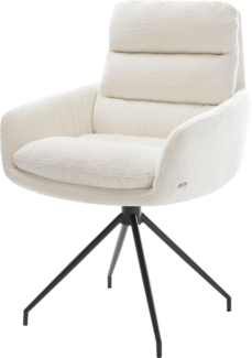 Esszimmerstuhl Abelia-Flex mit Armlehnen Bouclé Soft Beige Kreuzgestell konisch Schwarz