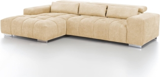 Mivano Eckcouch Orion / Großes Ecksofa mit XL-Recamiere, Kopfteilfunktion und Kissen / 307 x 73 x 186 / Mikrofaser, Beige