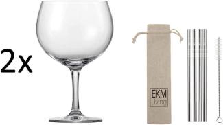 Schott Zwiesel Bar Special Gin Tonic 2er Set Longdrinkgläser im Geschenkkarton 120017 + Gratis 4er Set EKM Living Edelstahl Trinkhalme