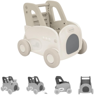 Kikkaboo Lauflernwagen 4 in 1 Trolie Ziehspielzeug, Rutscher, Aufbewahrungsbox beige