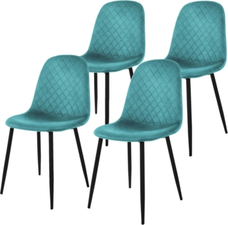 ML-DESIGN Stuhl Esszimmerstuhl mit Rückenlehne, Polsterstuhl mit Metallbeinen (4 St), Wohnzimmerstuhl ergonomisch Petrol mit Samtbezug Küchenstuhl