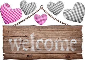 PLAGE Deko Wandaufkleber - Holzplatte Welcome, Vinyl, Colorful, 68 x 0.1 x 47,7 cm