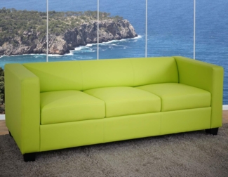 3er Sofa Couch Loungesofa Lille ~ Kunstleder, hellgrün