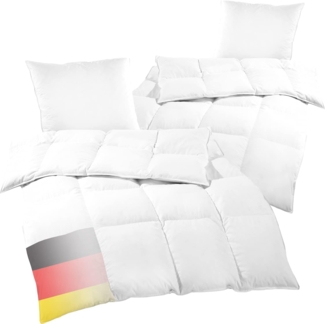 DILUMA Federbettdecke + Federkissen 2x Feder-/Daunenbettdecke + 2x Kopfkissen Bettenset Comfort 4-Teilig, Daunen Bettenset 4-teilig Bettenset mit Daunenfüllung
