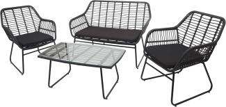 Polyrattan Garnitur HWC-G17a, Garten Sofa Set Sitzgruppe Stuhl, Seil ~ anthrazit, Polster anthrazit ohne Dekokissen