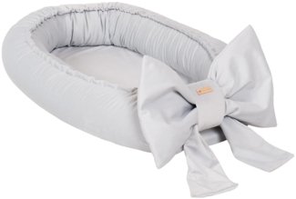 Kuschelnest Babynest Babynestchen Nestchen Reisebett Wickelauflage mit Schleife (Farbe: grau)
