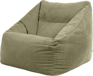 Icon Natalia Sitzsack Sessel für Erwachsene, Salbeigrün, Flauschiger Cord Stoff, Riesen Sitzsack Samt mit Füllung, Bean Bag Chair, Bequemer Sessel Wohnzimmer, Lounge, Schlafzimmer, Büro