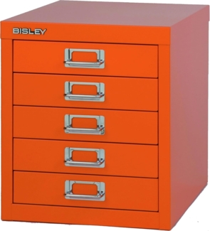 Bisley Schubladenschrank aus Metall für DIN A4 in orange Schrank mit 5 Schubladen Büroschrank Werkzeugschrank, L125-603