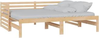 vidaXL Massivholz Kiefer Tagesbett Ausziehbar Ausziehbett Sofa Bett Bettsofa Sofabett Holzbett Schlafsofa Bettgestell Gästebett 2X(90x200) cm