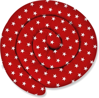 ekm trade XXXL 400 cm Bettschlange für Allergiker Bettkissen Stillkissen Bettrolle Zierkissen Bettumrandung Schlange Handmade 100% Baumwolle (11 – Rot – Weiße Sterne, 400 cm)